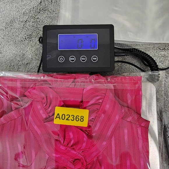 Vintage JCPenney Top Womens 18 Pink Striped Satin Ruffled High Neck Long Sleeves - Picture 10 of 10